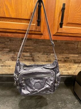 Kipling Gray Nylon Crossbody Shoulder Bag